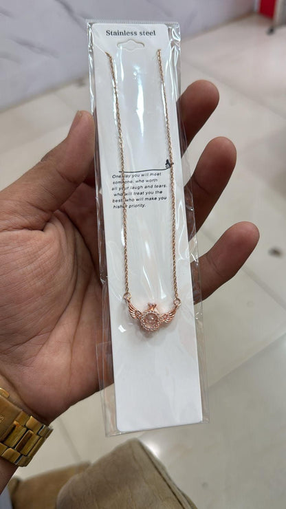 Rose Gold Angel Wings Pendant Necklace – Elegant & Stylish Jewelry
