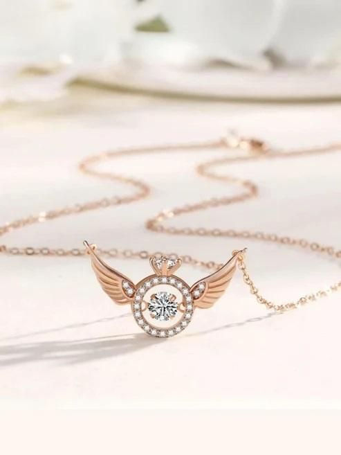 Rose Gold Angel Wings Pendant Necklace – Elegant & Stylish Jewelry