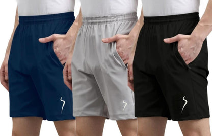 3-Pack Men's Stylish Cotton-Poly Blend Shorts – Perfect for Workout, Running, & Everyday Wear