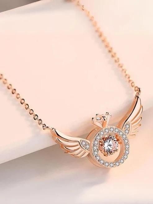 Rose Gold Angel Wings Pendant Necklace – Elegant & Stylish Jewelry